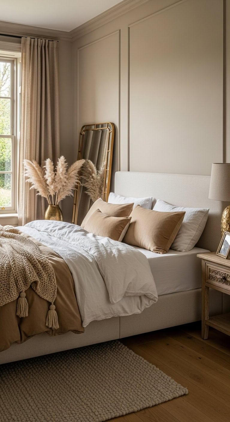 cozy layered beige retreat with accents
