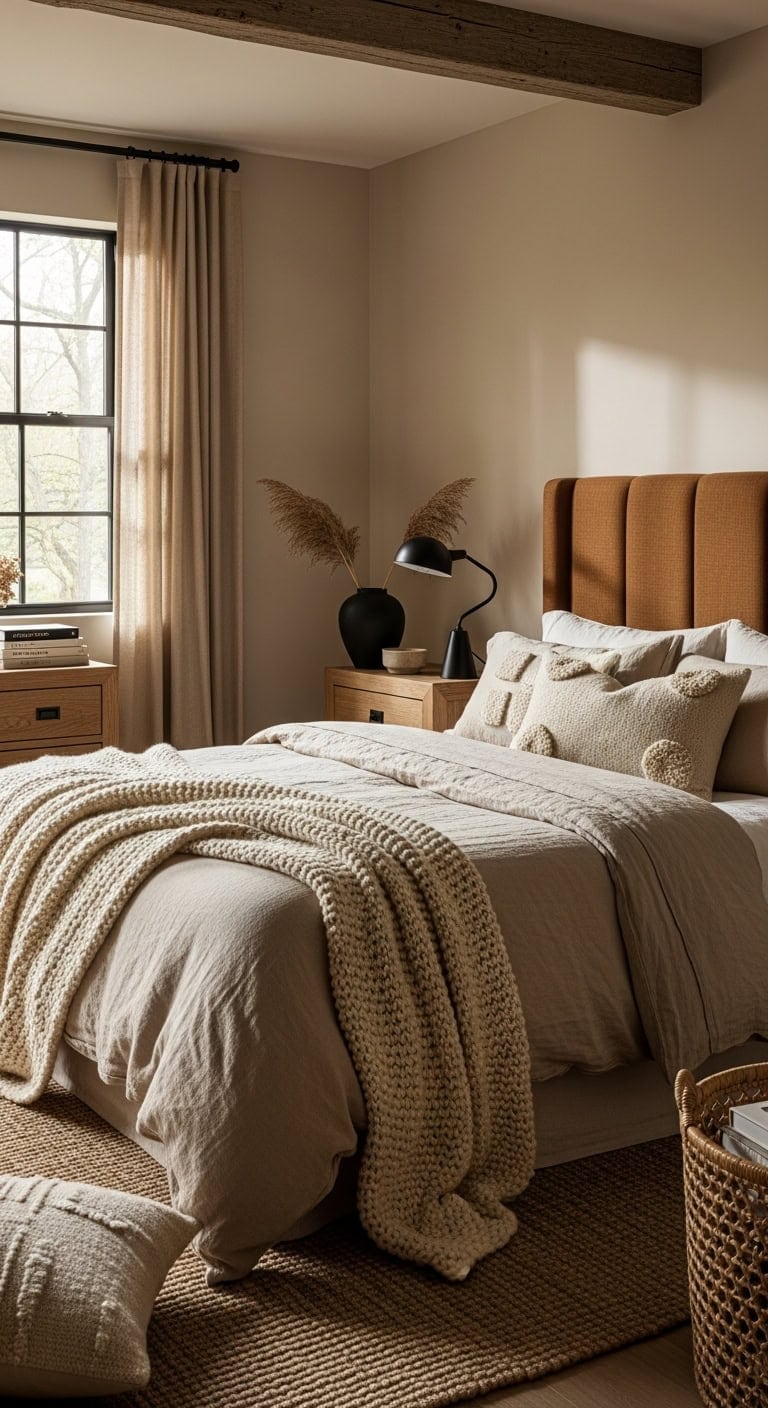 cozy layered beige with black accents