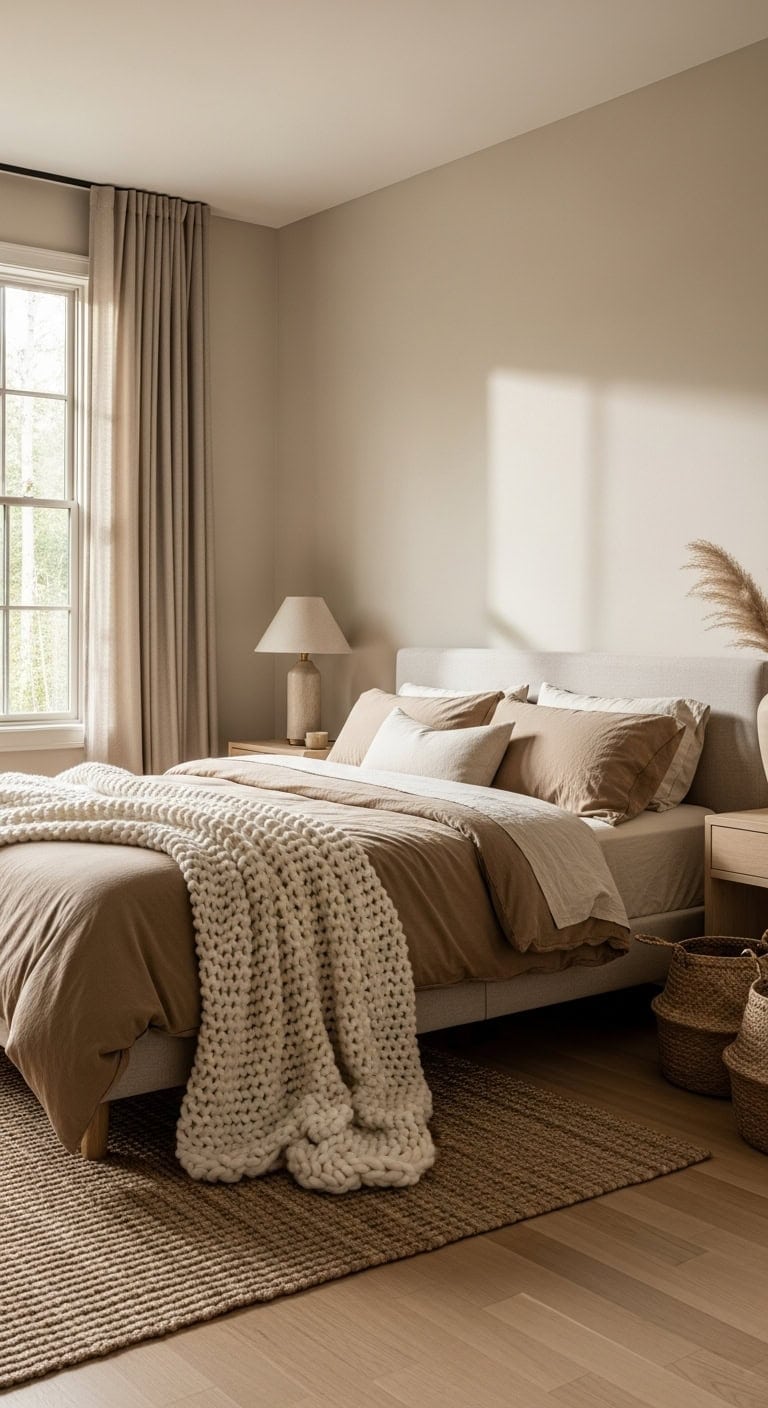 cozy luminous soothing beige bedroom retreat