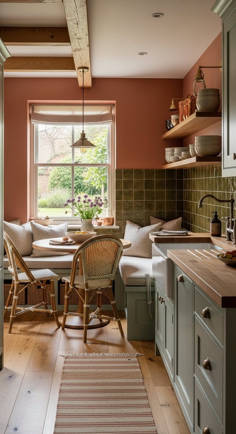 cozy nook built in kitchen counter