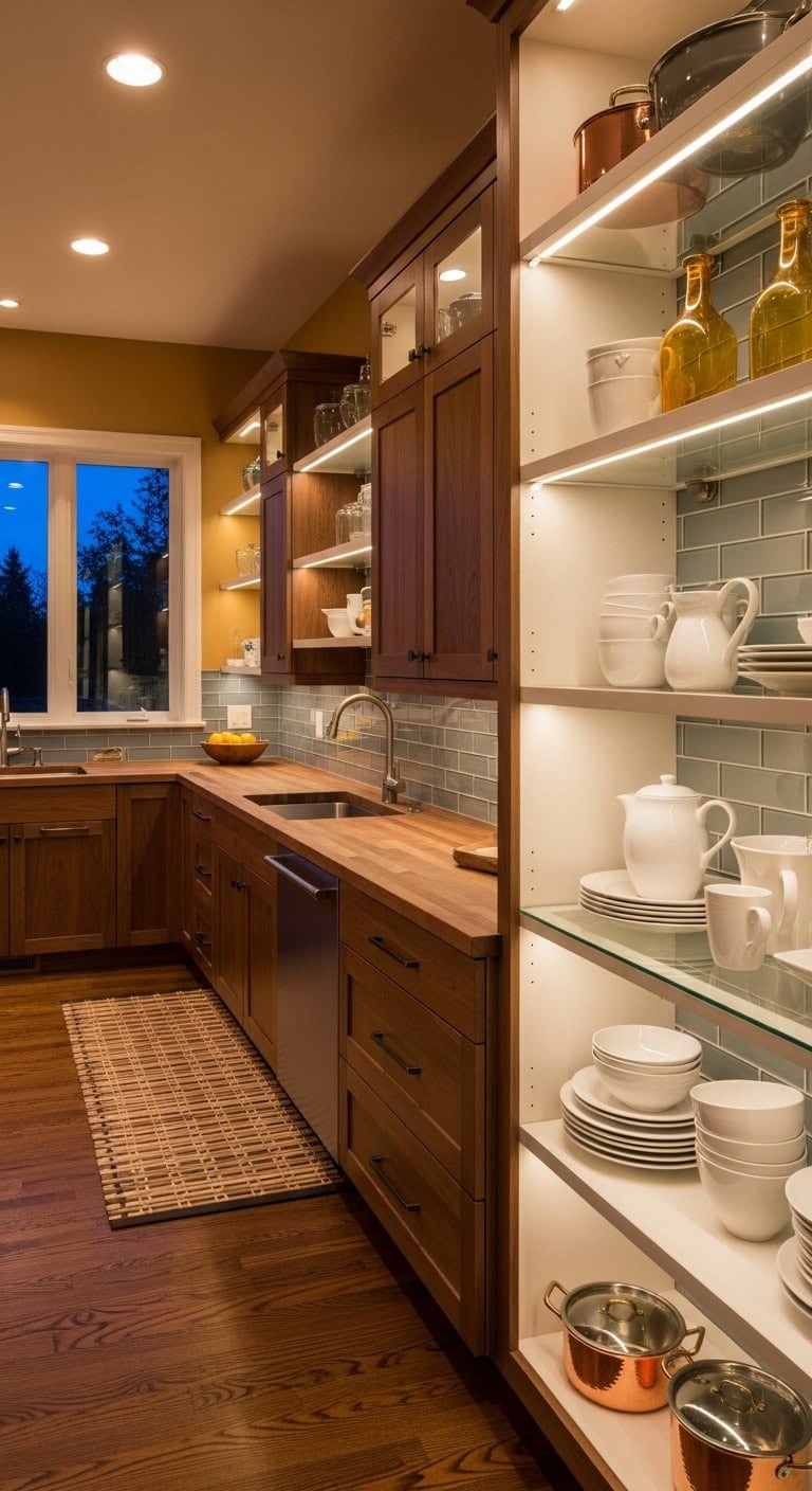 cozy sophisticated evening kitchen ambiance