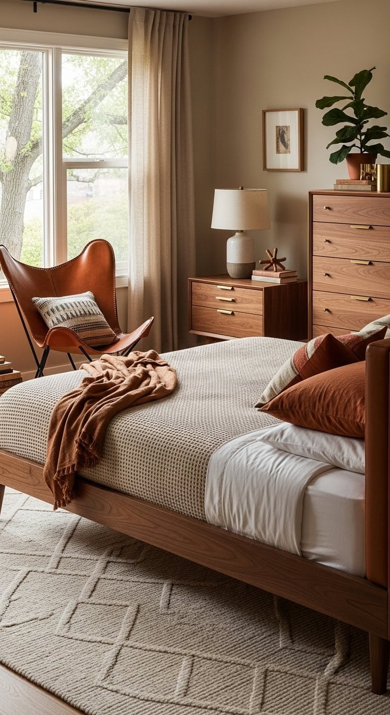 cozy sophisticated mid century brown furniture