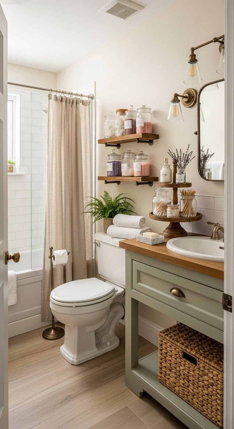 curated cottage core bathroom display