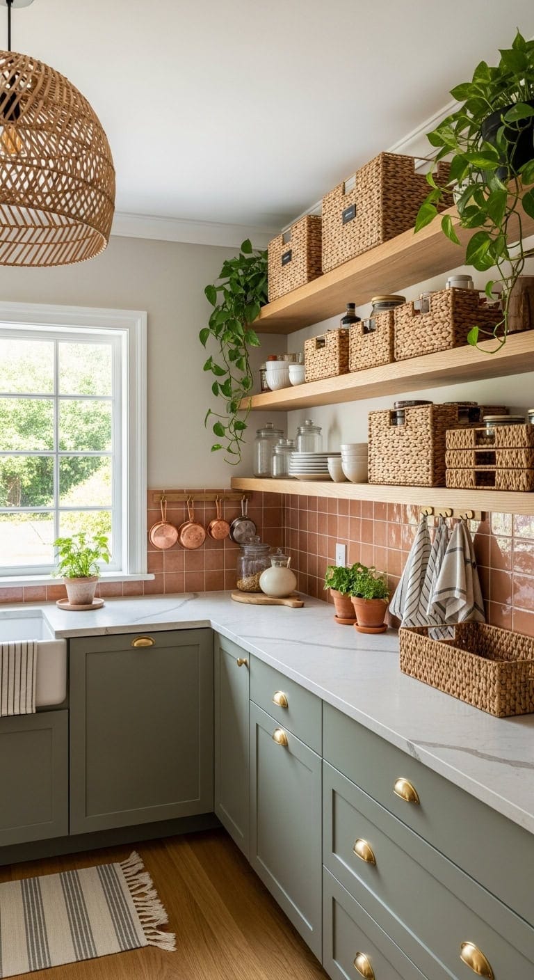 curated organization through baskets and paint