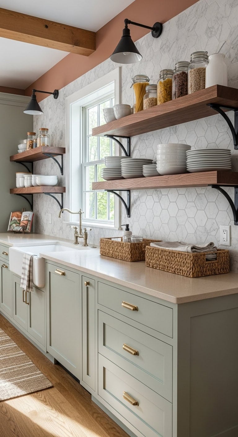 curated organized maintained open shelving