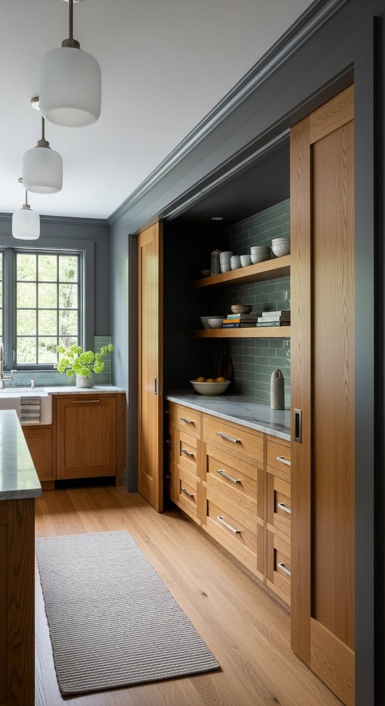 disappearing kitchen pocket door transformation
