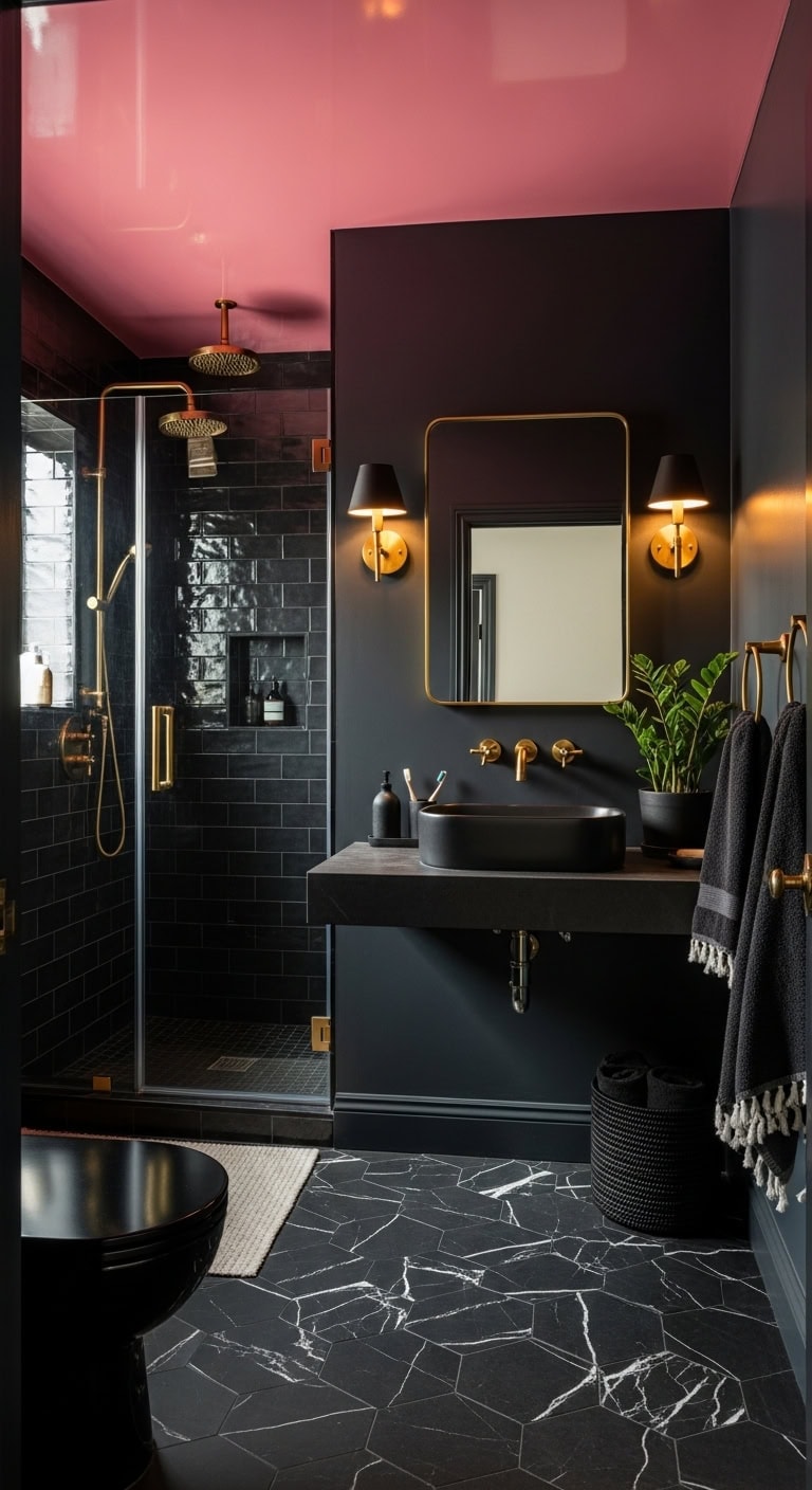 dramatic black and pink contrast