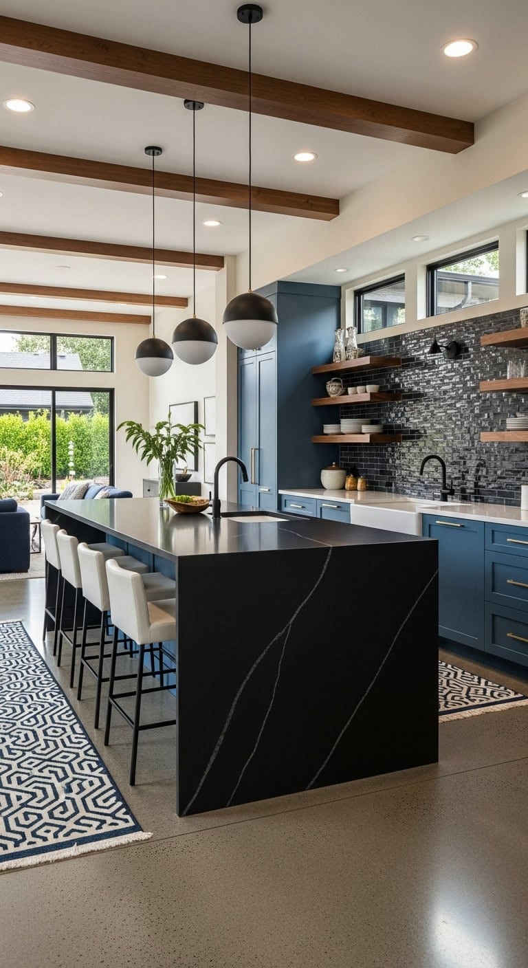 dramatic contemporary kitchen island focal point