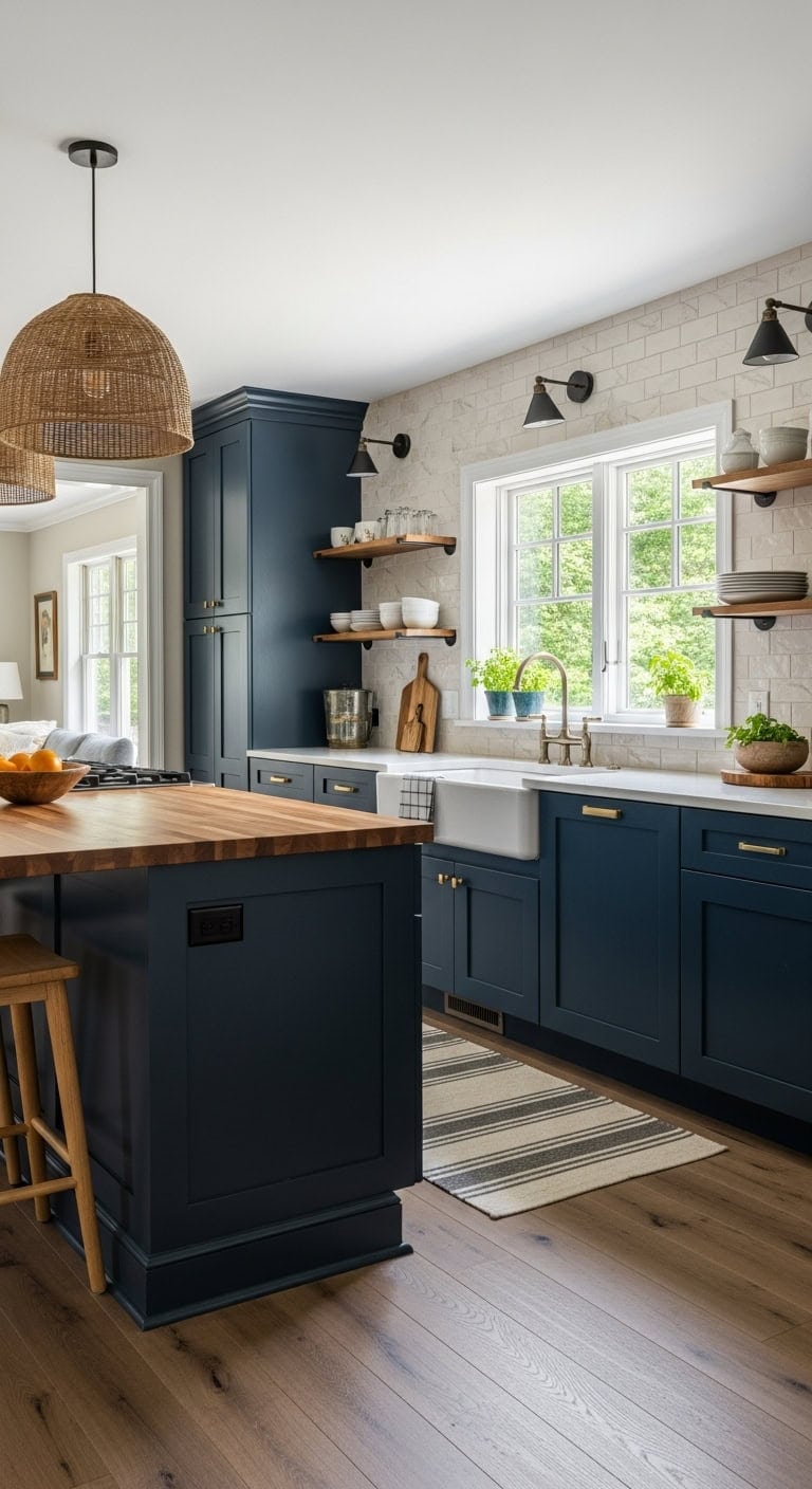 dramatic kitchen island anchors open concept