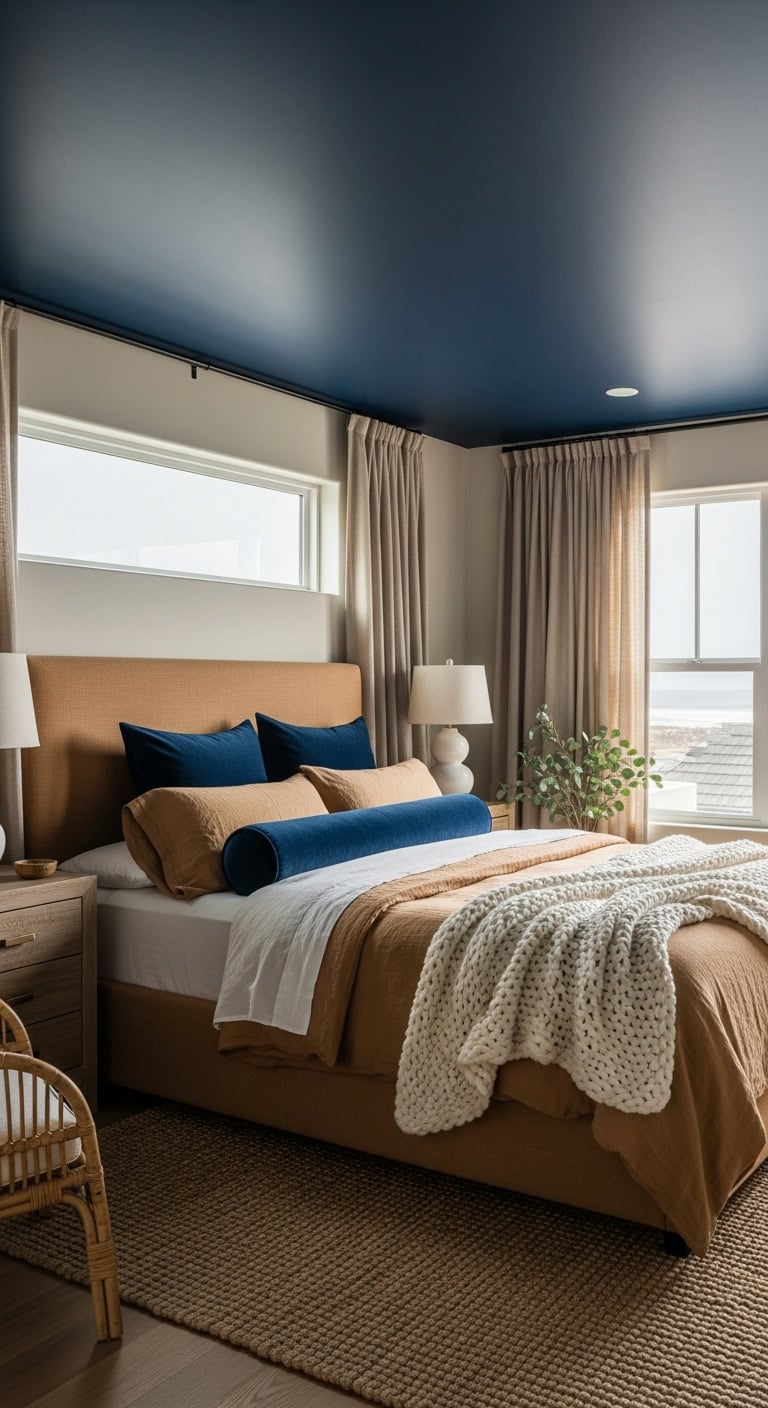 dramatic navy overhead warm neutral canvas