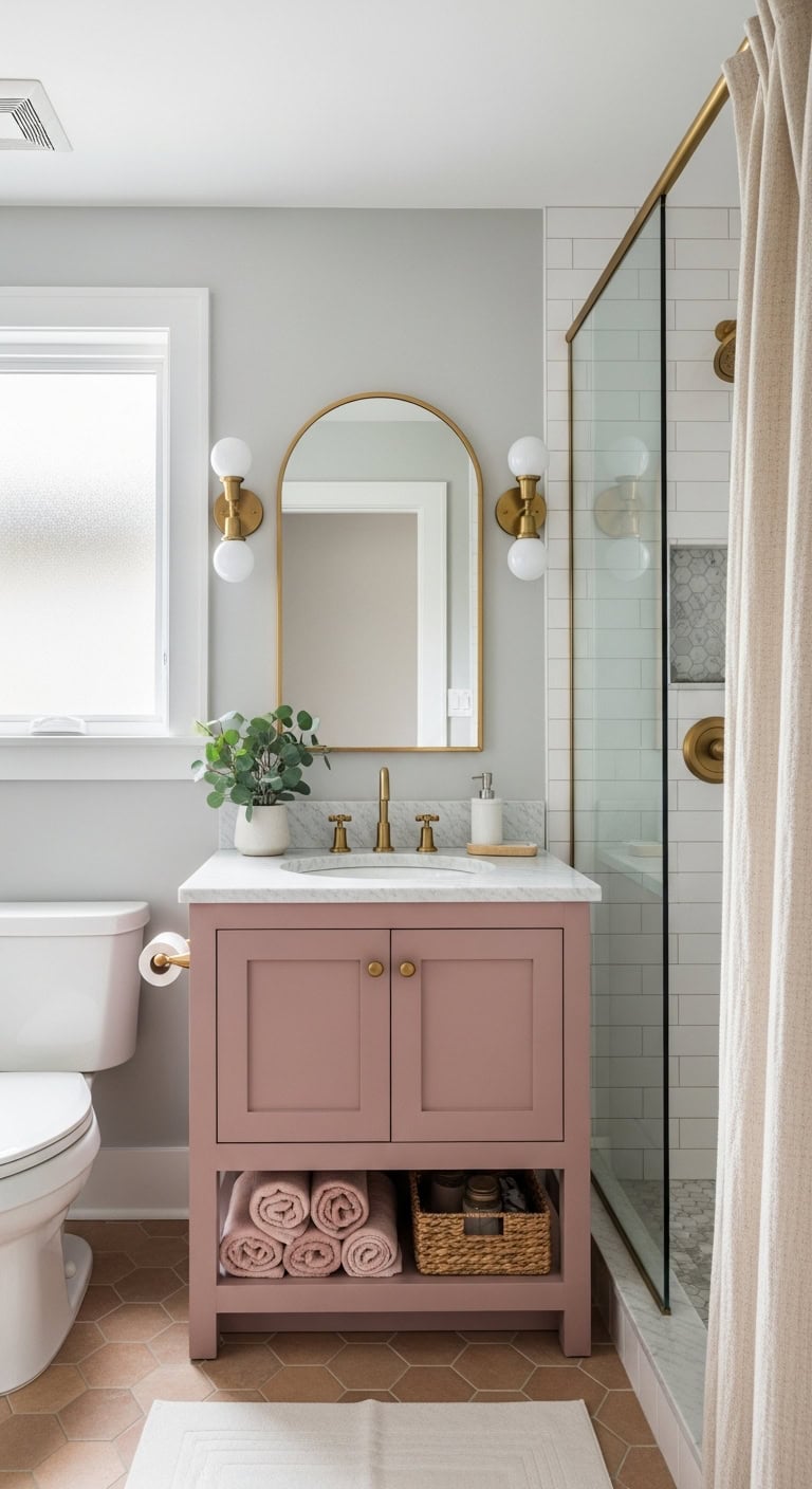dusty rose vanity warm focal point