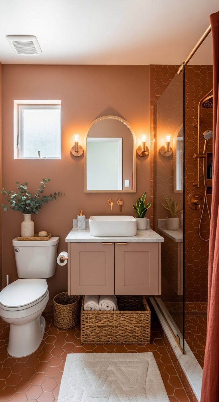 earthy glamorous bathroom transformation