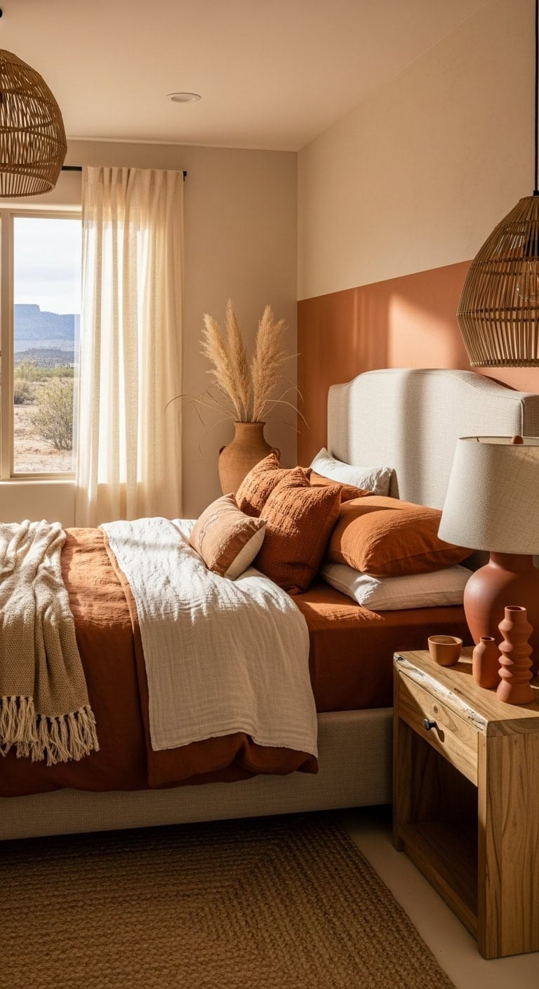 earthy serene desert inspired bedroom retreat