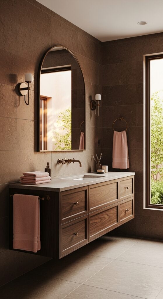 23 Pink and Brown Bathroom Ideas for Earthy, Warm Spaces