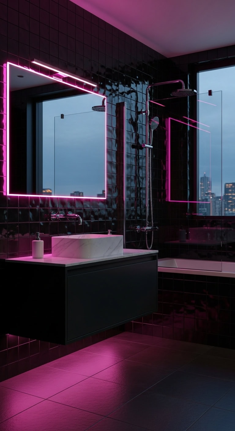 edgy feminine bathroom design inspiration