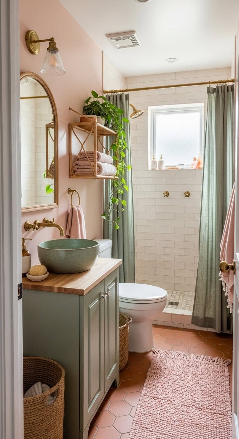 effortless earthy elegant boho bathroom