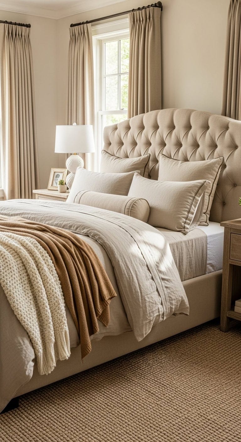 elegant calming textured bedroom decor