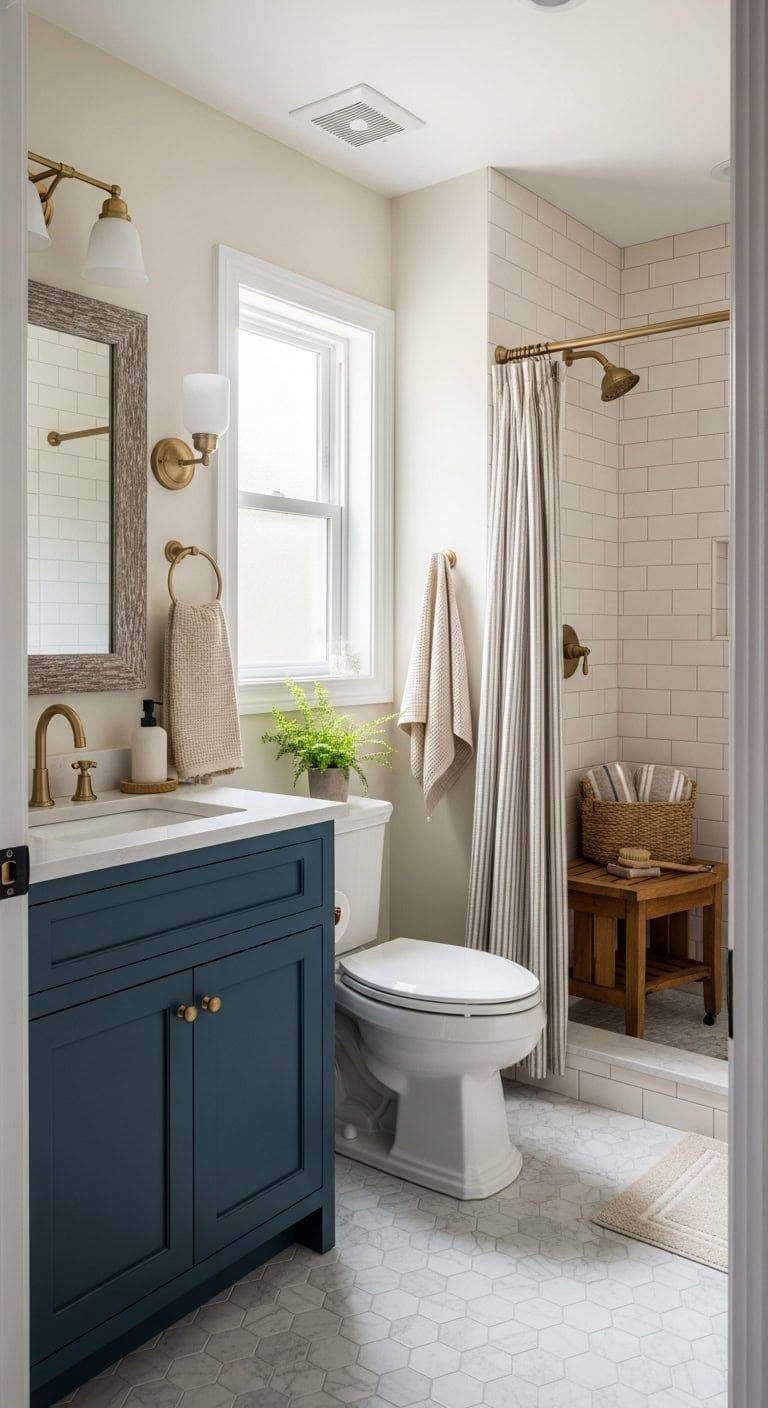 elegant cozy functional bathroom transformation