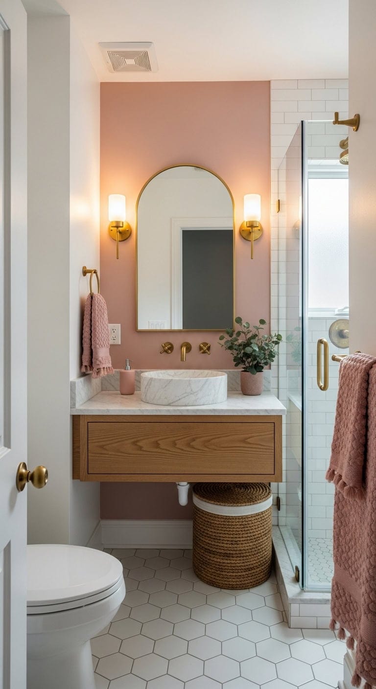 elegant dusty pink accent wall