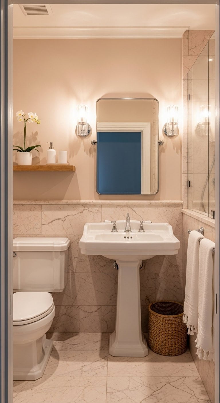 elegant marble walls pristine white fixtures