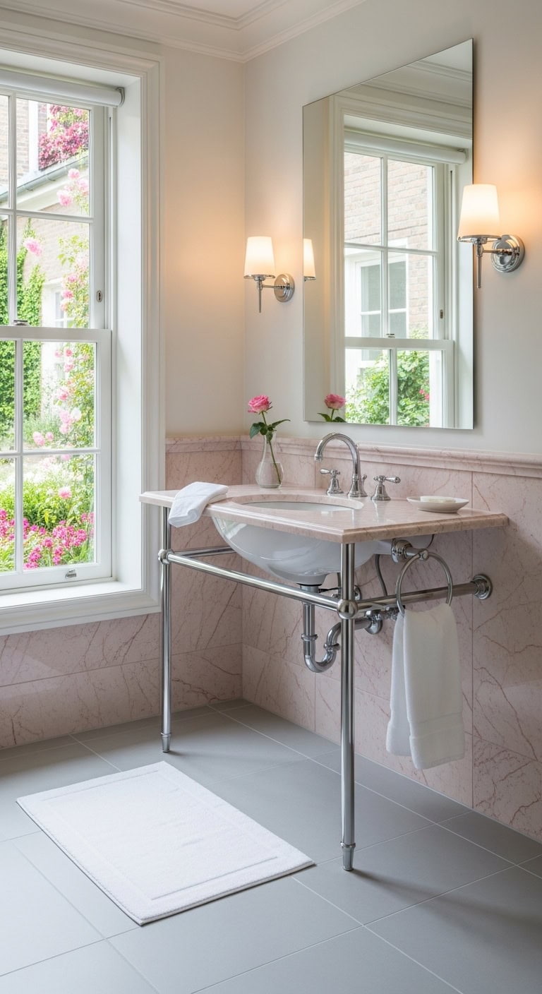 elegant pink marble bathrooms