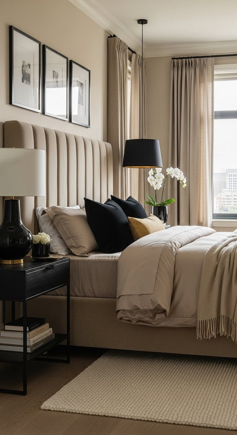 elegant plush layered hotel inspired bedroom