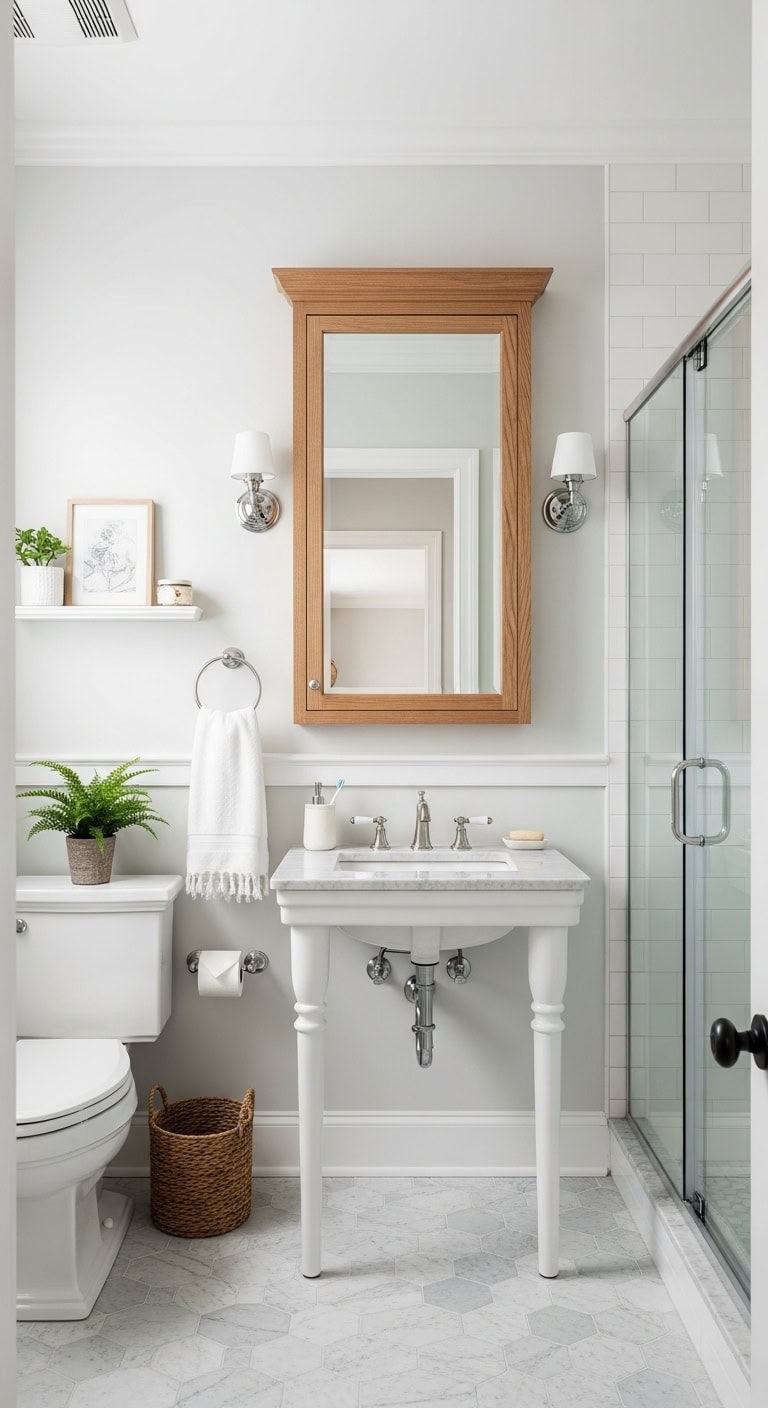elegant practical storage mirror combination