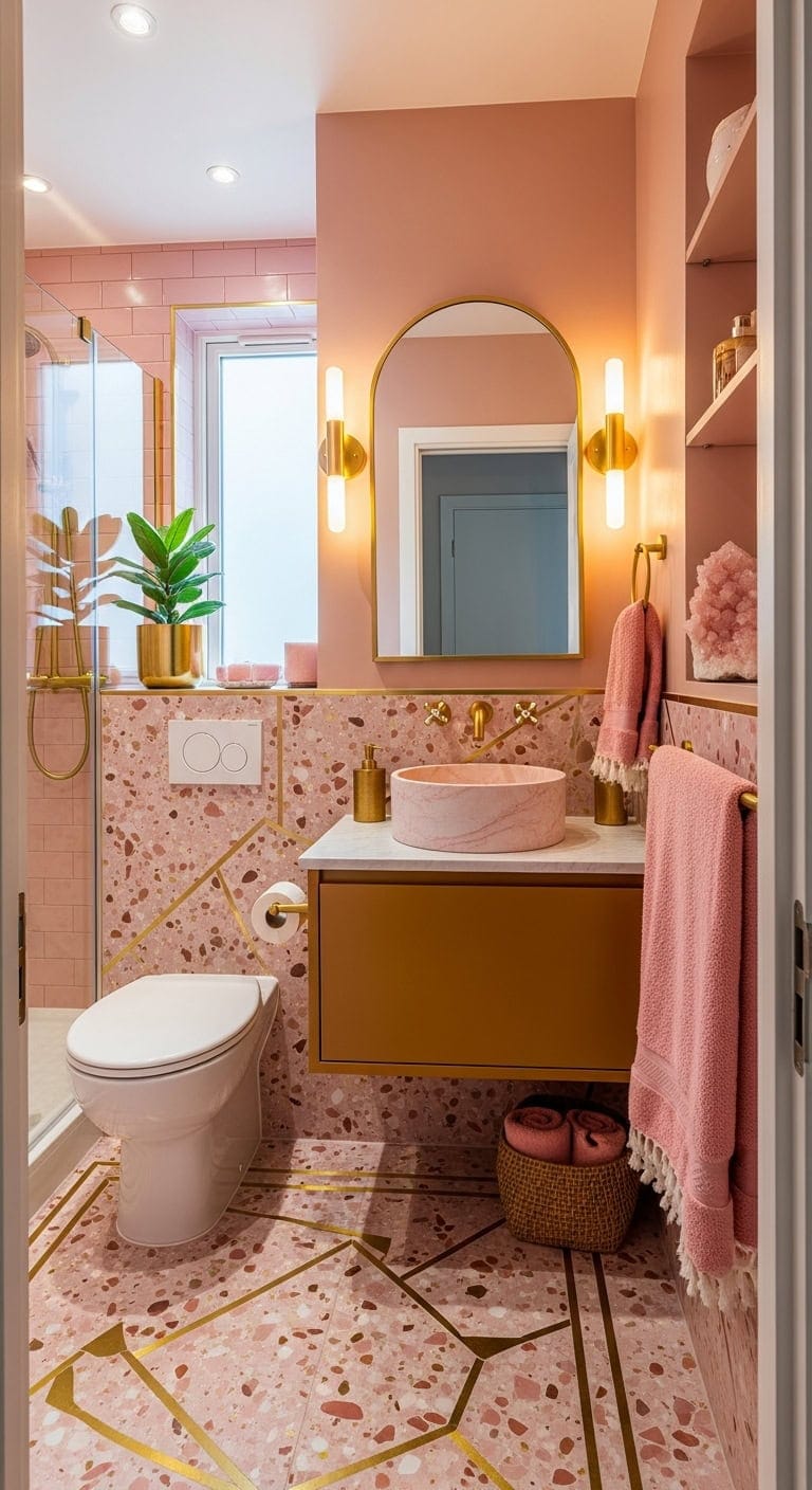 elegant terrazzo sparkling gold accents