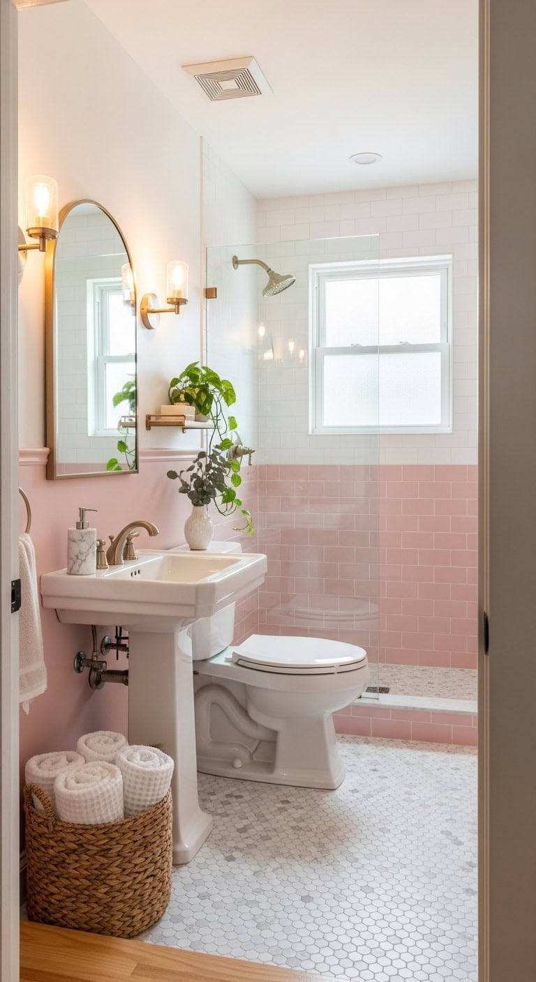 elegant two tone bathroom color scheme