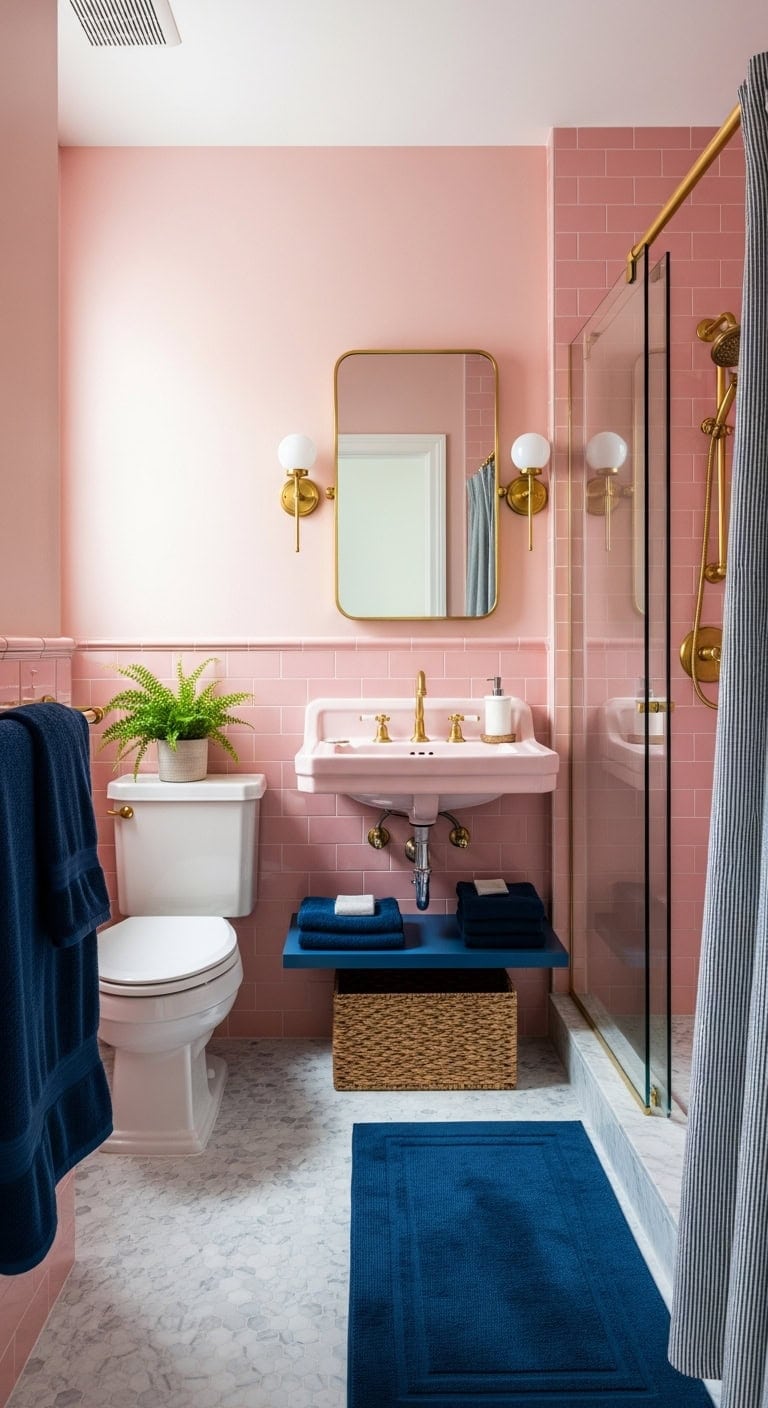 elegant vintage pink and navy combination