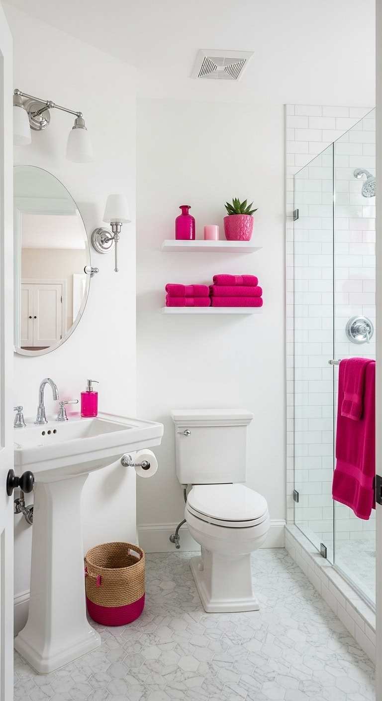 energizing sophisticated hot pink bathroom accent