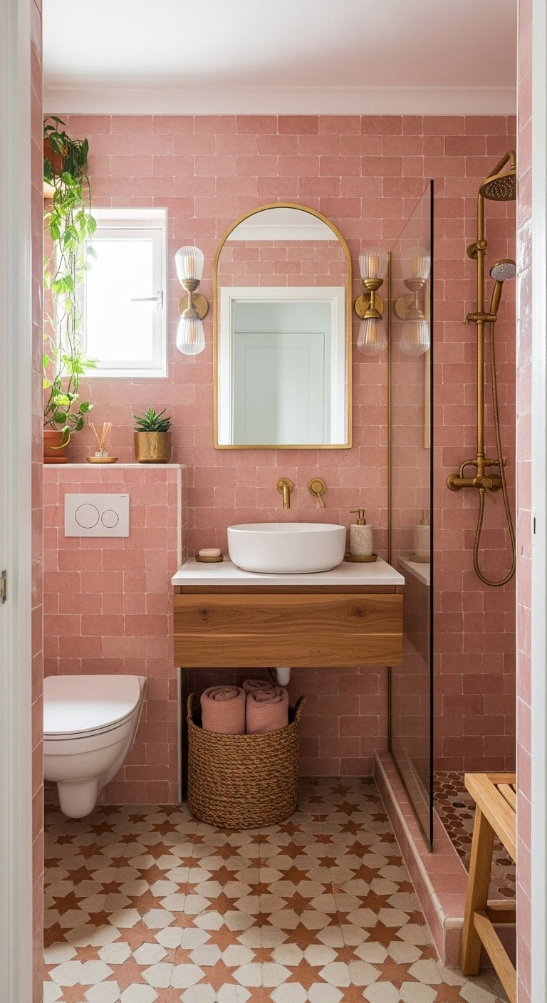 exotic textured warm well traveled bathroom