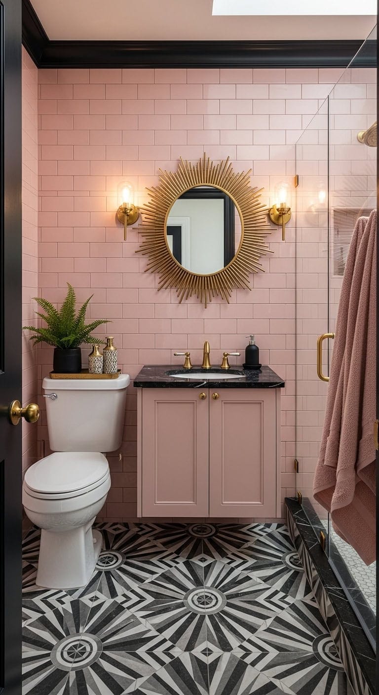 geometric art deco bathroom glamour