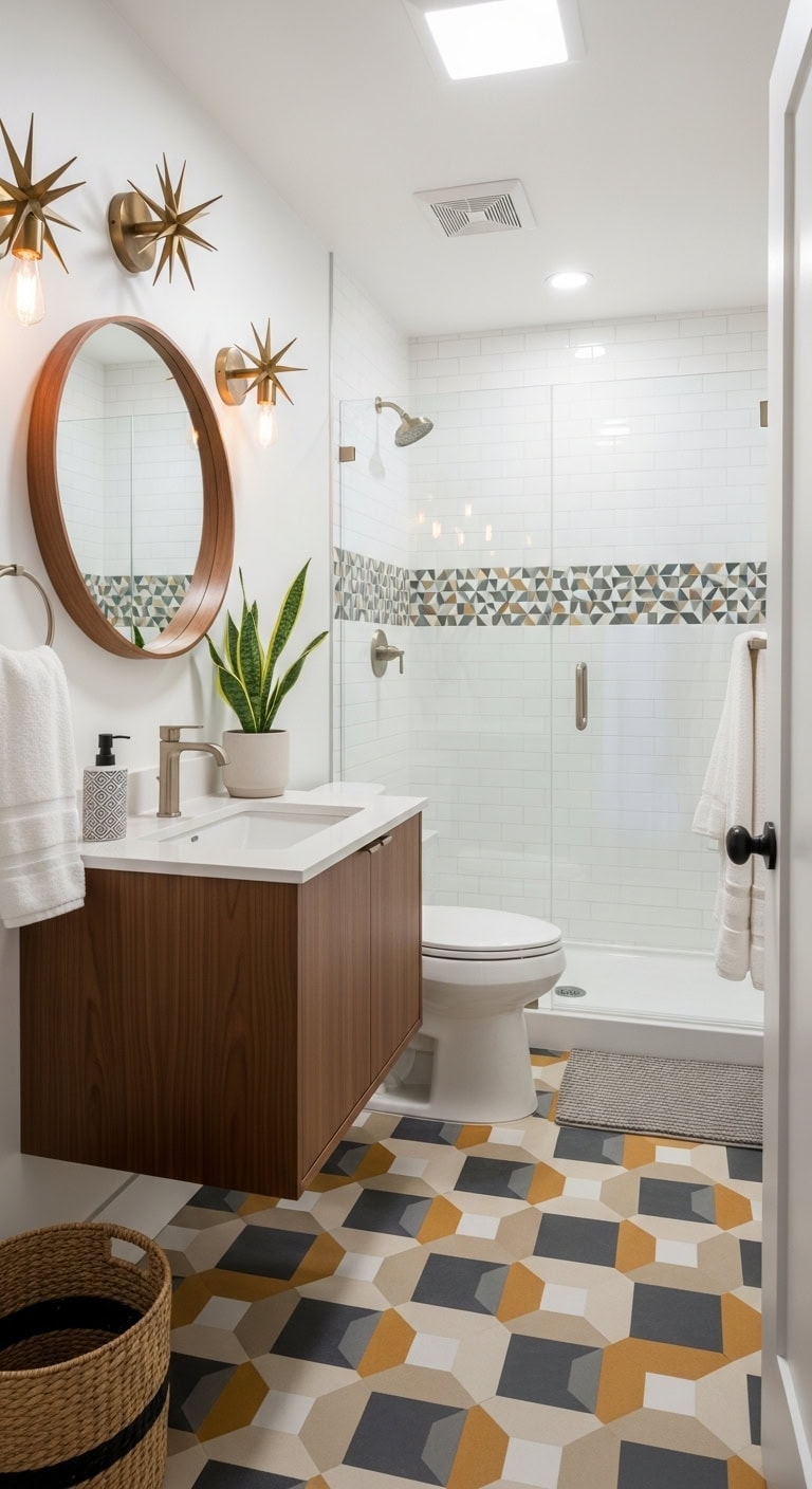 geometric mid century modern budget friendly renovation