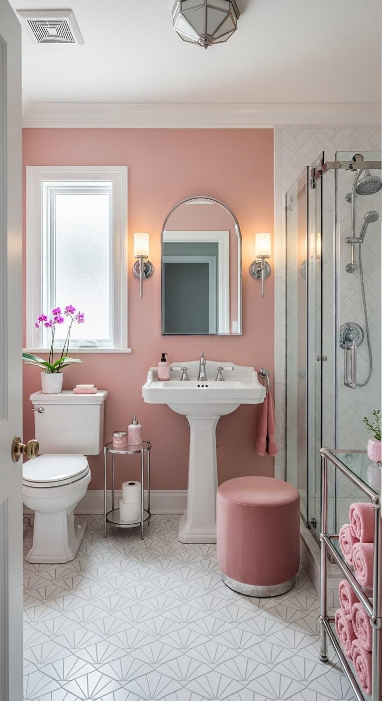 glamorous art deco bathroom transformation