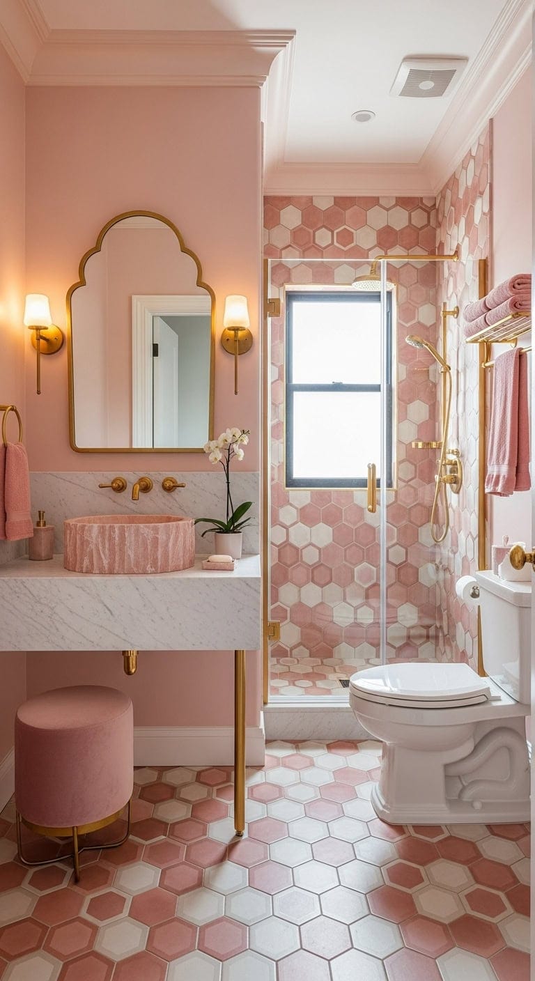glamorous art deco inspired bathroom transformation