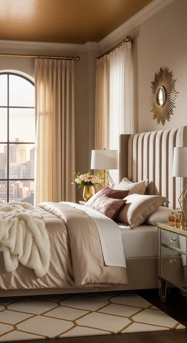 glamorous art deco inspired tufted headboard