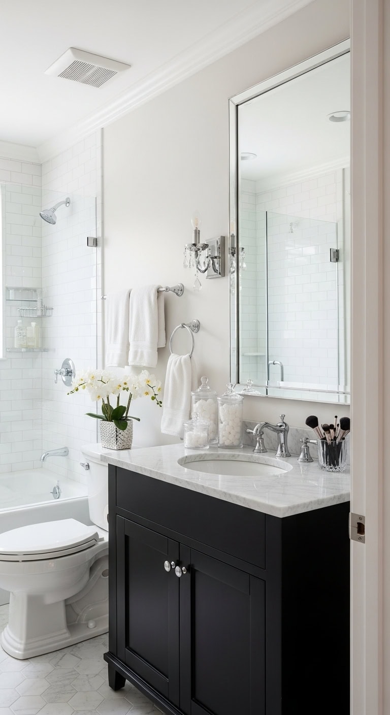 glamorous reflective curated vanity storage