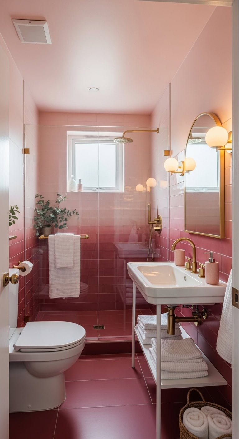 gradient pink tiles spa like sophistication
