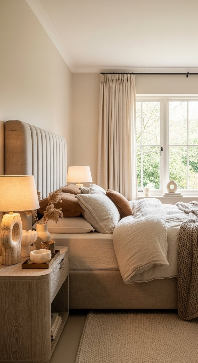 grounded elegant organic texture bedside lamps