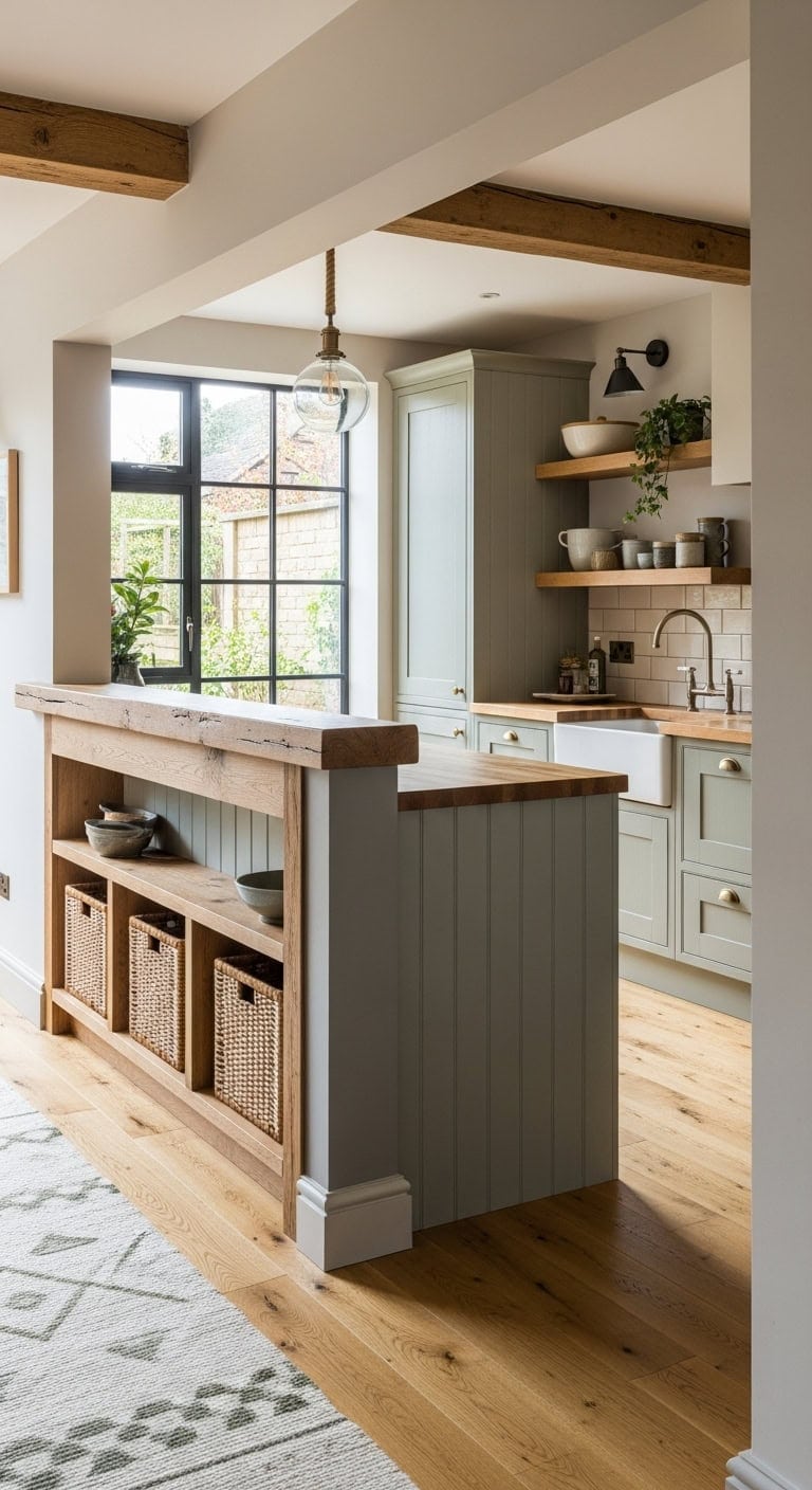half walls conceal kitchen clutter