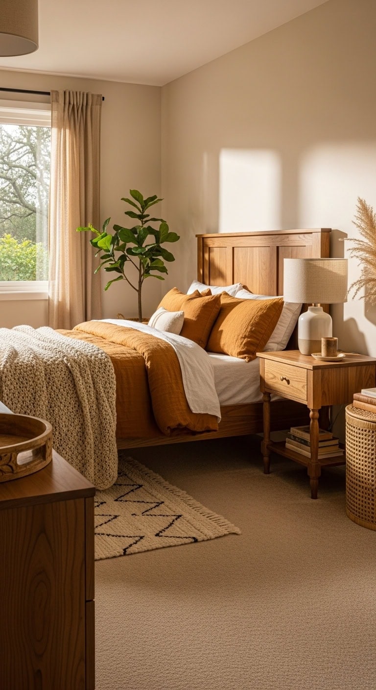 harmonious beige and warm wood