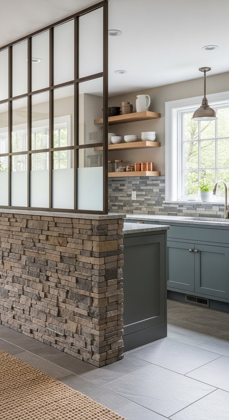 harmonious stone glass partition for custom style