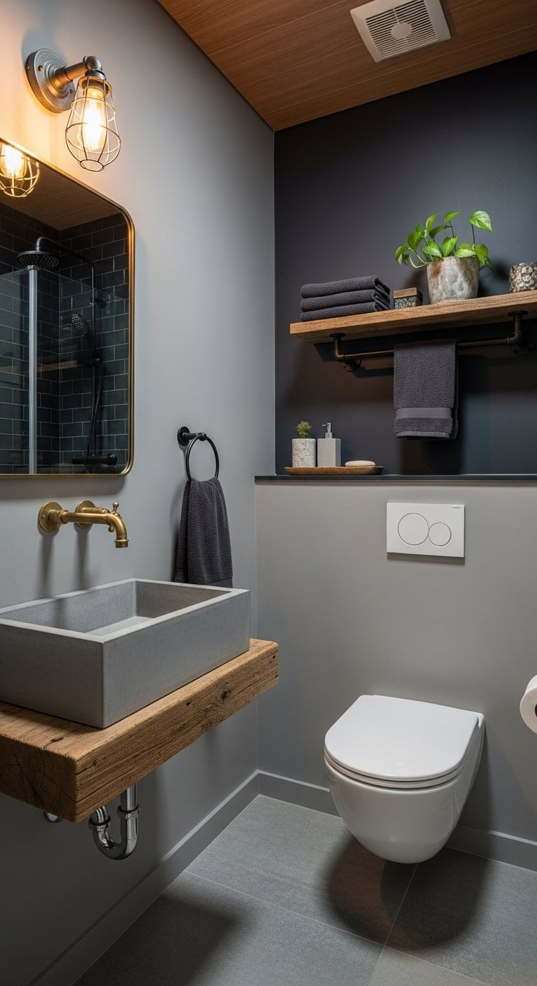 industrial chic concrete bathroom