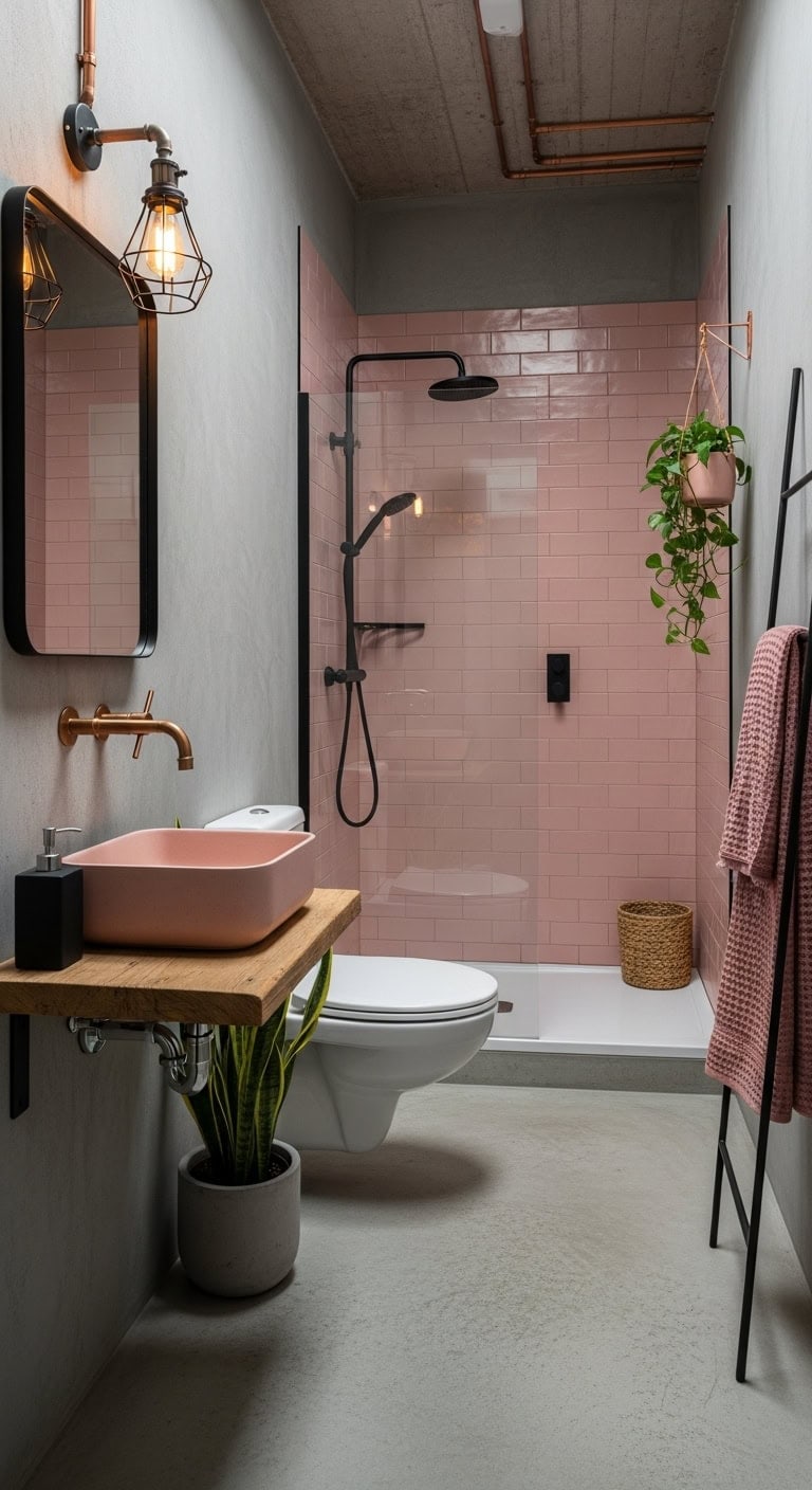 industrial feminine concrete bathroom