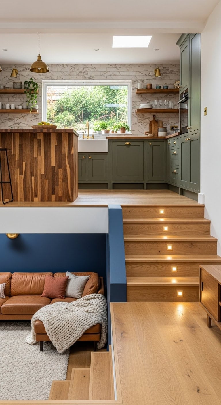 intentional living room elevation transition