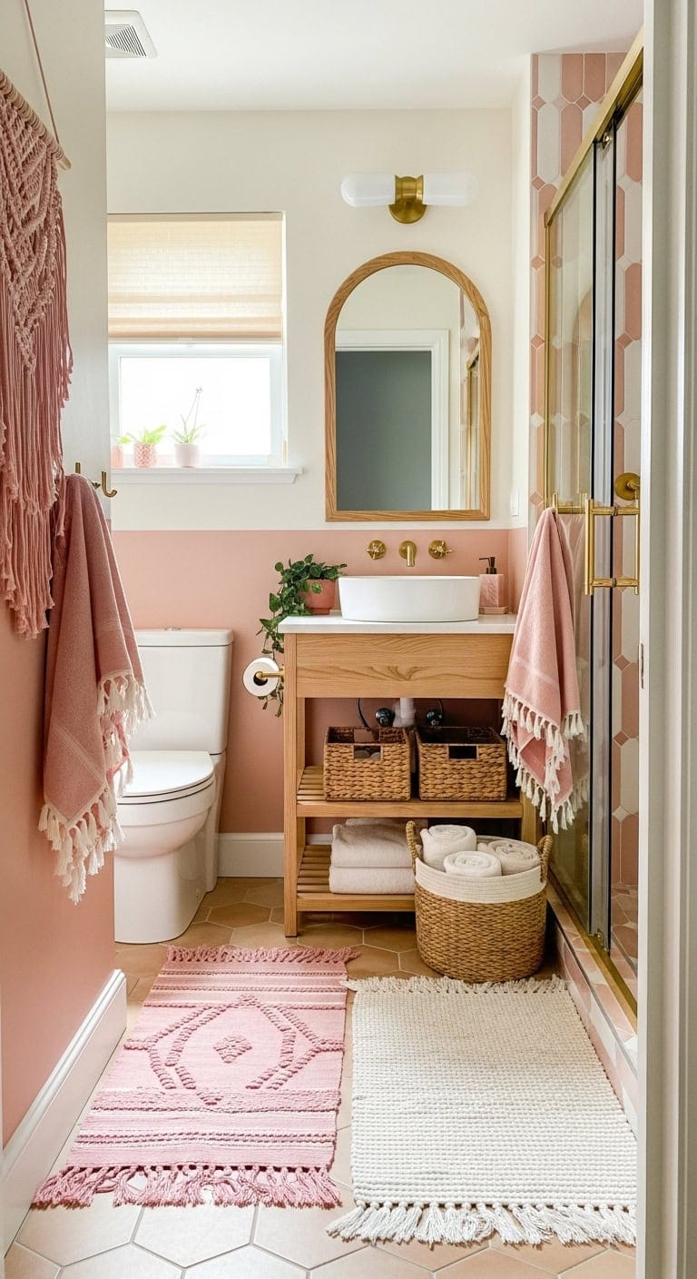 layered boho textiles create lived in warmth
