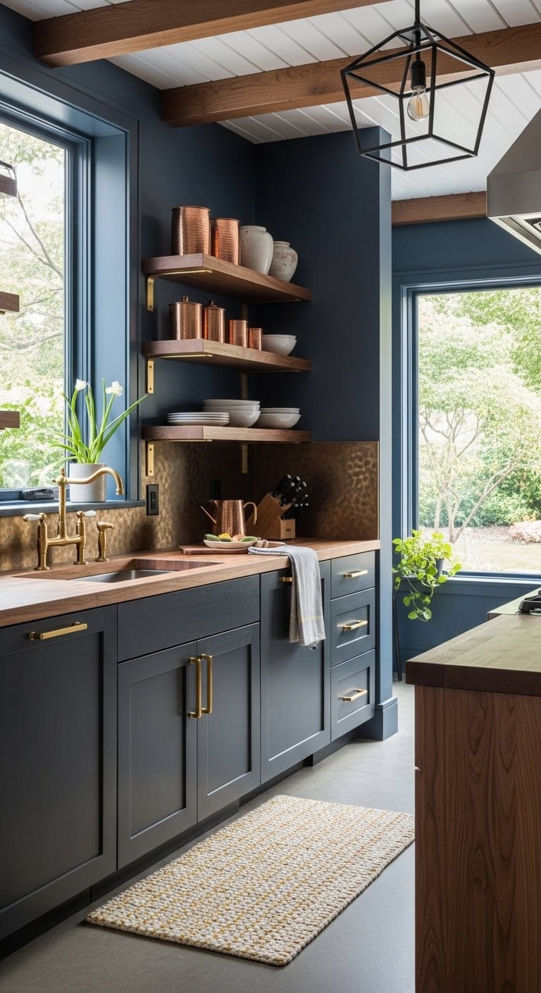 layered metallic kitchen design aesthetic