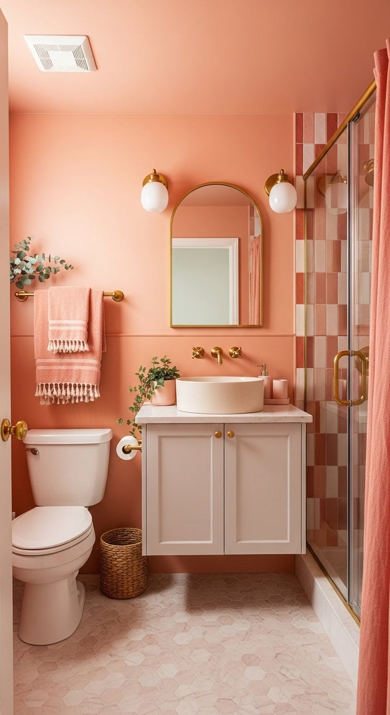 layered tonal bathroom color scheme