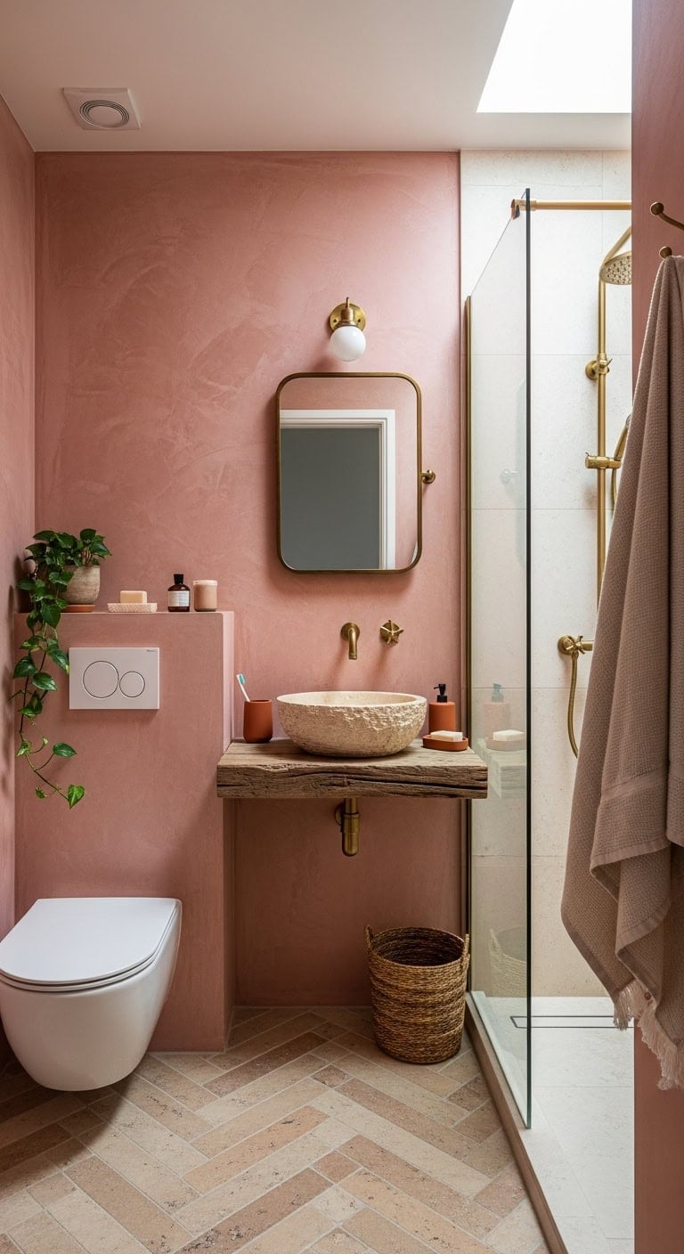 lived in textured muddy pink limewash